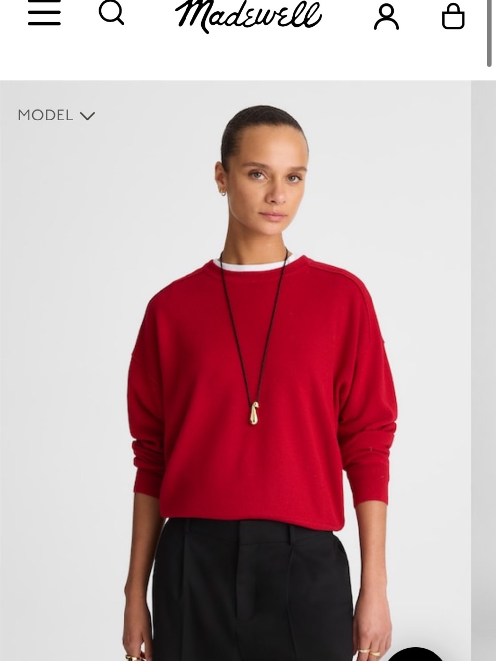 Merino Wool Madewell Cherry Red Crewneck Sweater